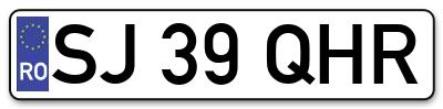 Placuta inmatriculare numar auto  SJ-39-QHR, SJ 39 QHR, SJ39QHR