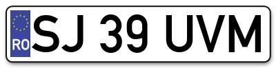 Placuta inmatriculare numar auto  SJ-39-UVM, SJ 39 UVM, SJ39UVM
