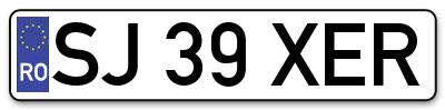 Placuta inmatriculare numar auto  SJ-39-XER, SJ 39 XER, SJ39XER