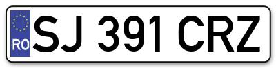 Placuta inmatriculare numar auto  SJ-391-CRZ, SJ 391 CRZ, SJ391CRZ
