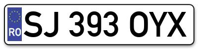 Placuta inmatriculare numar auto  SJ-393-OYX, SJ 393 OYX, SJ393OYX