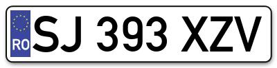 Placuta inmatriculare numar auto  SJ-393-XZV, SJ 393 XZV, SJ393XZV
