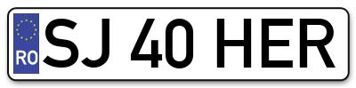 Placuta inmatriculare numar auto  SJ-40-HER, SJ 40 HER, SJ40HER