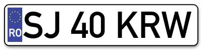 Placuta inmatriculare numar auto  SJ-40-KRW, SJ 40 KRW, SJ40KRW