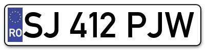Placuta inmatriculare numar auto  SJ-412-PJW, SJ 412 PJW, SJ412PJW