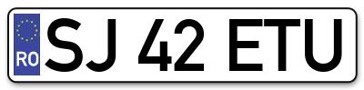 Placuta inmatriculare numar auto  SJ-42-ETU, SJ 42 ETU, SJ42ETU