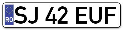 Placuta inmatriculare numar auto  SJ-42-EUF, SJ 42 EUF, SJ42EUF