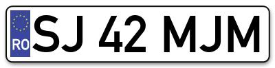 Placuta inmatriculare numar auto  SJ-42-MJM, SJ 42 MJM, SJ42MJM