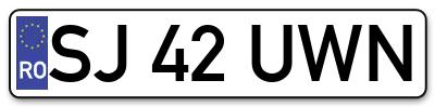 Placuta inmatriculare numar auto  SJ-42-UWN, SJ 42 UWN, SJ42UWN