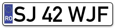 Placuta inmatriculare numar auto  SJ-42-WJF, SJ 42 WJF, SJ42WJF