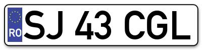 Placuta inmatriculare numar auto  SJ-43-CGL, SJ 43 CGL, SJ43CGL