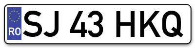 Placuta inmatriculare numar auto  SJ-43-HKQ, SJ 43 HKQ, SJ43HKQ