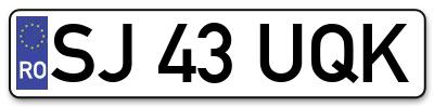 Placuta inmatriculare numar auto  SJ-43-UQK, SJ 43 UQK, SJ43UQK