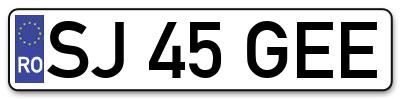 Placuta inmatriculare numar auto  SJ-45-GEE, SJ 45 GEE, SJ45GEE