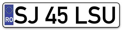 Placuta inmatriculare numar auto  SJ-45-LSU, SJ 45 LSU, SJ45LSU