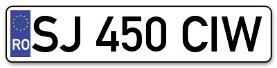 Placuta inmatriculare numar auto  SJ-450-CIW, SJ 450 CIW, SJ450CIW