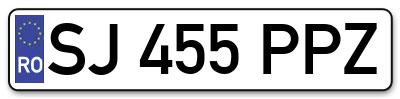 Placuta inmatriculare numar auto  SJ-455-PPZ, SJ 455 PPZ, SJ455PPZ