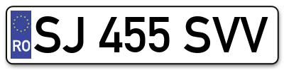 Placuta inmatriculare numar auto  SJ-455-SVV, SJ 455 SVV, SJ455SVV