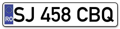 Placuta inmatriculare numar auto  SJ-458-CBQ, SJ 458 CBQ, SJ458CBQ