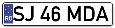 Placuta inmatriculare numar auto  SJ-46-MDA, SJ 46 MDA, SJ46MDA