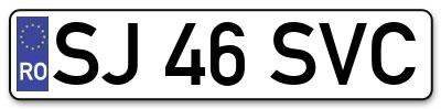 Placuta inmatriculare numar auto  SJ-46-SVC, SJ 46 SVC, SJ46SVC