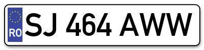 Placuta inmatriculare numar auto  SJ-464-AWW, SJ 464 AWW, SJ464AWW