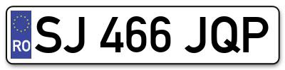 Placuta inmatriculare numar auto  SJ-466-JQP, SJ 466 JQP, SJ466JQP