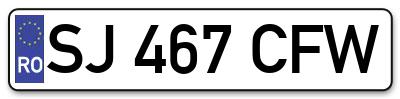 Placuta inmatriculare numar auto  SJ-467-CFW, SJ 467 CFW, SJ467CFW