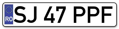 Placuta inmatriculare numar auto  SJ-47-PPF, SJ 47 PPF, SJ47PPF