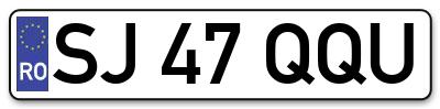 Placuta inmatriculare numar auto  SJ-47-QQU, SJ 47 QQU, SJ47QQU