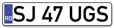 Placuta inmatriculare numar auto  SJ-47-UGS, SJ 47 UGS, SJ47UGS