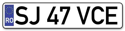 Placuta inmatriculare numar auto  SJ-47-VCE, SJ 47 VCE, SJ47VCE