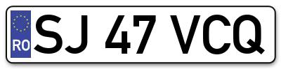 Placuta inmatriculare numar auto  SJ-47-VCQ, SJ 47 VCQ, SJ47VCQ
