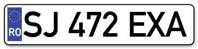 Placuta inmatriculare numar auto  SJ-472-EXA, SJ 472 EXA, SJ472EXA