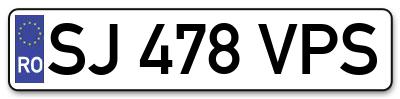 Placuta inmatriculare numar auto  SJ-478-VPS, SJ 478 VPS, SJ478VPS