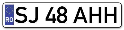 Placuta inmatriculare numar auto  SJ-48-AHH, SJ 48 AHH, SJ48AHH