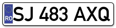 Placuta inmatriculare numar auto  SJ-483-AXQ, SJ 483 AXQ, SJ483AXQ