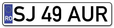 Placuta inmatriculare numar auto  SJ-49-AUR, SJ 49 AUR, SJ49AUR