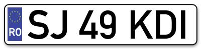 Placuta inmatriculare numar auto  SJ-49-KDI, SJ 49 KDI, SJ49KDI
