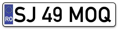Placuta inmatriculare numar auto  SJ-49-MOQ, SJ 49 MOQ, SJ49MOQ