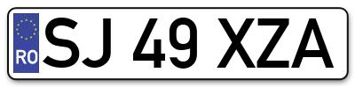 Placuta inmatriculare numar auto  SJ-49-XZA, SJ 49 XZA, SJ49XZA