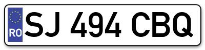 Placuta inmatriculare numar auto  SJ-494-CBQ, SJ 494 CBQ, SJ494CBQ