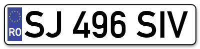 Placuta inmatriculare numar auto  SJ-496-SIV, SJ 496 SIV, SJ496SIV