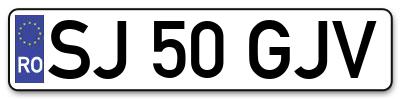 Placuta inmatriculare numar auto  SJ-50-GJV, SJ 50 GJV, SJ50GJV