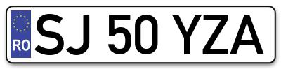 Placuta inmatriculare numar auto  SJ-50-YZA, SJ 50 YZA, SJ50YZA