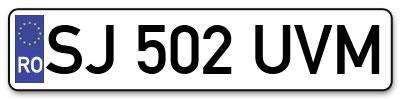 Placuta inmatriculare numar auto  SJ-502-UVM, SJ 502 UVM, SJ502UVM