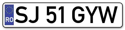 Placuta inmatriculare numar auto  SJ-51-GYW, SJ 51 GYW, SJ51GYW