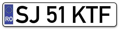 Placuta inmatriculare numar auto  SJ-51-KTF, SJ 51 KTF, SJ51KTF