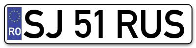 Placuta inmatriculare numar auto  SJ-51-RUS, SJ 51 RUS, SJ51RUS