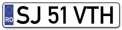 Placuta inmatriculare numar auto  SJ-51-VTH, SJ 51 VTH, SJ51VTH